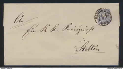 D. Reich Brief EF 20 Pfge Adler ab K1 Berlin SW P.A.13 nach Stettin