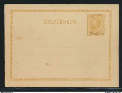 Surinam Ganzsache Karte 7 1/2 auf 12 1/2 postal stationery King Wilhelm