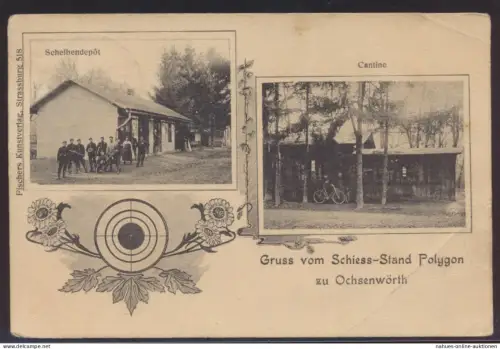 Ansichtskarte Schiess Stand Polygon zu Ochsenwörth Niederalteich Verlag Fischers