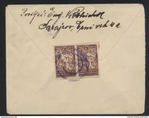 Jugoslawien Brief MEF 25 Pa Kettensprenger Sarajevo n Wien Österreich 14.11.1921