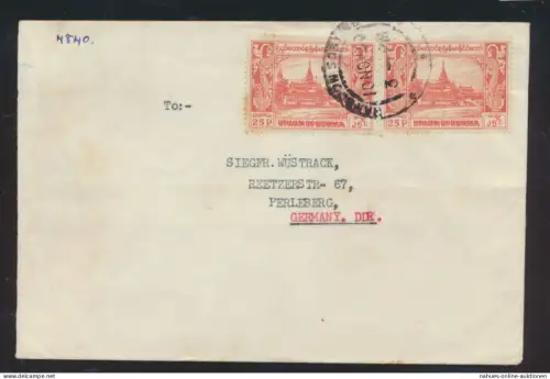 Asia Burma Myanmar Birma Brief MEF nach Perleberg Cover to Germany