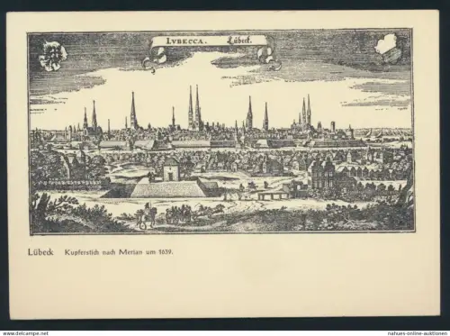 Ansichtskarte Lübeck Kupferstich nach Merian um 1639