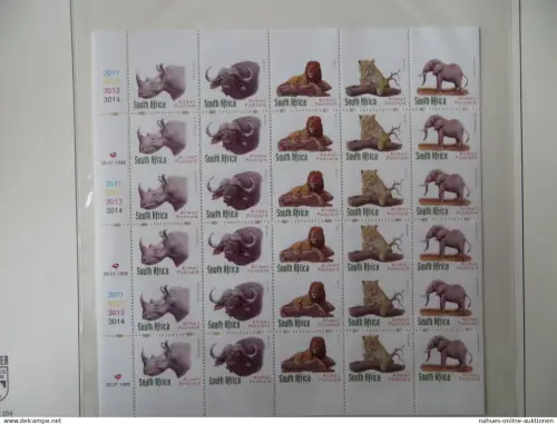 Südafrika 1117-1121 Tiere kompl. Markenheftchenbogen Vollphosphor Controllstrips