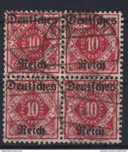 Reich Dienst 53 II Viererblock Plattenfehler gestempelt gepr. Infla Kat. 200,-++