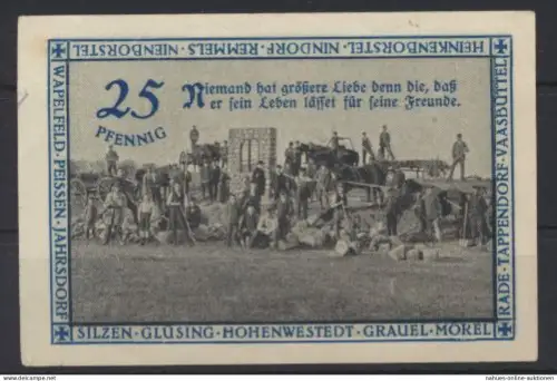Geldschein Banknote Notgeld HOHENWESTEDT Schleswig 50 Pf Ehrenmal Kirchenspiels