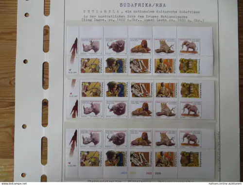 Südafrika 993-997 Wildtiere Spezial Lot mit Ober und Unterrandstreifen + Mittel-