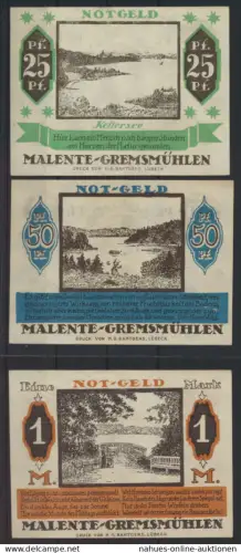 Geldscheine Banknoten Notgeld Malente 3 verschied. 25 Pfg.- 1 Mark Top-Erhaltung