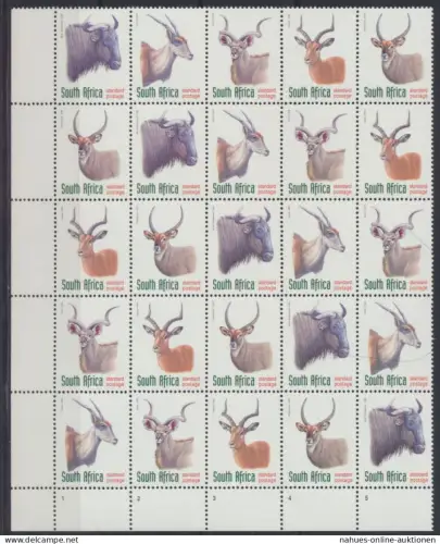 Südafrika 1124-1128 Tiere sehr selt. Kontrollblock von 25 Mk. Versuchsdruck in