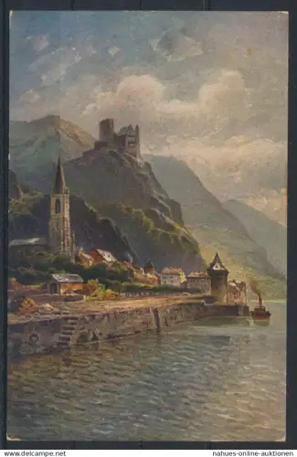 Ansichtskarte Burg Karz Hangburg in St. Goarshausen Rhein Rheinland-Pfalz.