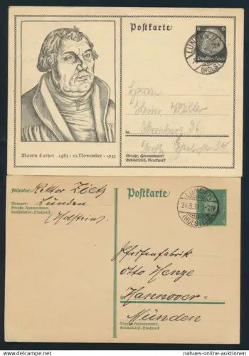 Deutsches Reich 2 Ganzsachen P 181 I und 224 ab Lunden Schleswig Holstein