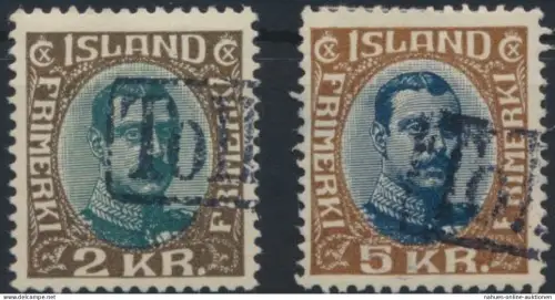 Island 97-98 König Christian X. mit Stempel Tollur