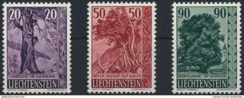 Liechtenstein 377-379 Bäume Sträucher Ausgabe 1959 tadellos postfrisch