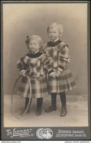 Kinder Original alte Fotoplatte Atelier Liebert Fehrfeld 61 Bremen Delmenhorst