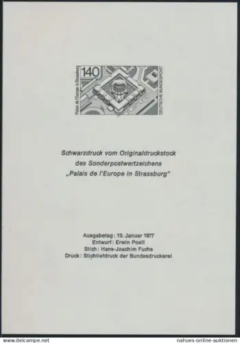 Bund Schwarzdruck 921 Palais de l'Europe in Strassburg 1977 Entwurf Erwin Poell