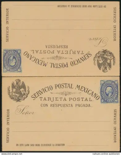 Mexiko Ganzsache postal stationery P 10 Frage Antwort gezähnt zusammenhängend