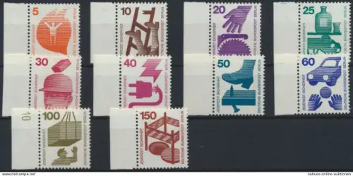 Berlin 402A-411A alle mit Seitenrand 410 DV Unfallverhütung postfrisch Kat 75