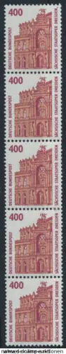 Bund 1562 R I 5er-Streifen - 400 Pf Semperoper Dresden SWK Kat.-Wert 30,00
