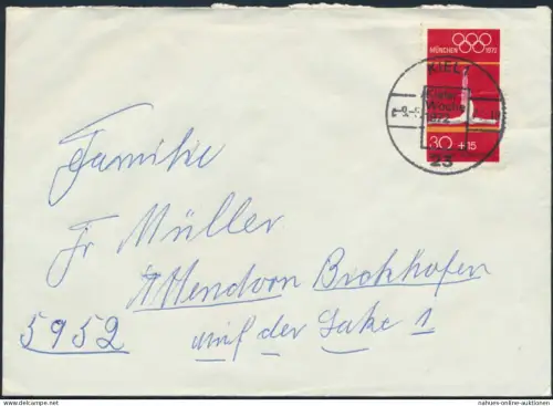 Bund Brief EF 721 SST Kiel 1 Kieler Woche nach Attendorn 1972