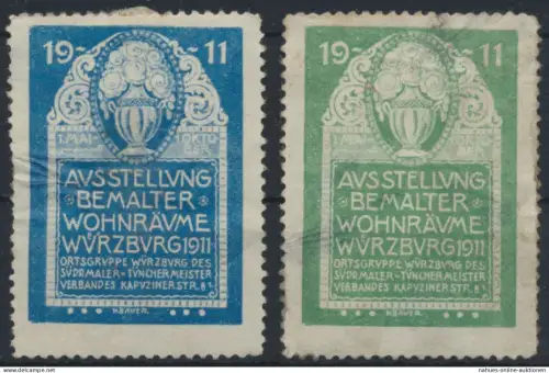 Vignette Reklame Jugendstil Künstler H. Bauer Ausstellung Wohnräume Würzburg