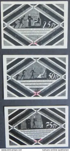 3 Notgeldscheine Stadt Hasloh 25Pf-75Pf 1920 Grabowski 584.1