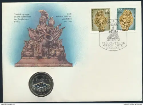 DDR Numisbrief Andreas Schlüter Museum für Geschichte Zeughaus 1990 mit 5M-Münze