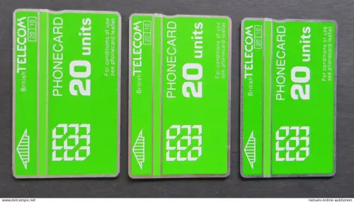 Sammlung 3 Telefonkarten 20 Units British Telecom