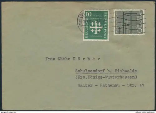 Bund Brief MIF 235+248 Lübeck nach Schulzendorf 19.12.1956