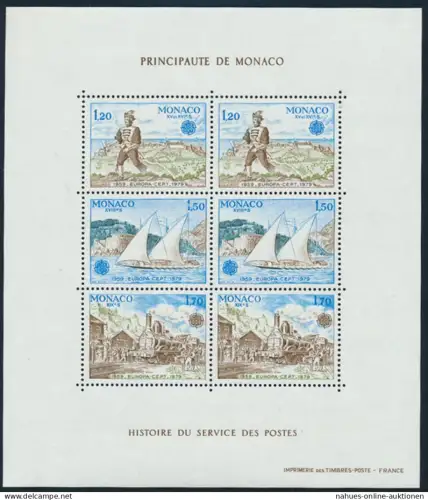 Monaco Block 15 postfrisch Europa Geschichte Post- u. Fernmeldewesens Kat 18,-