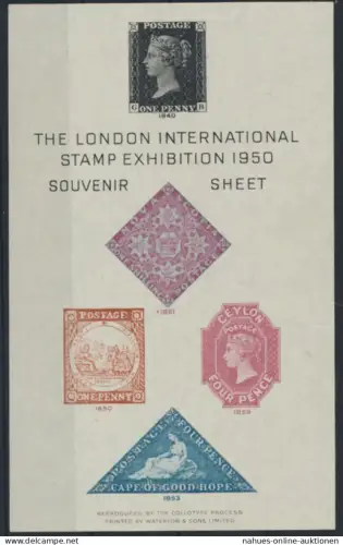 Großbritannien The London International Stamp Exhibition Souvenir Sheet 1950 Bug