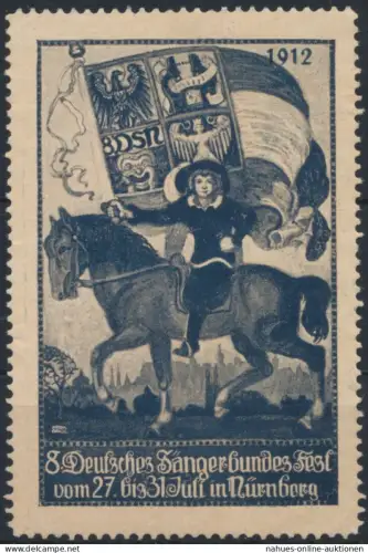 Vignette Reklame Jugendstil Künstler Sängerbundfest Nürnberg 1912