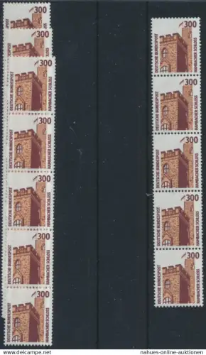 Bund 1348 R I 5er-Streifen - 300 Pf Hambacher Schloss SWK Kat.-Wert 24,00