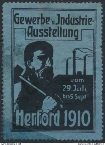 Vignette Reklame Jugendstil Ausstellung Gewerbe Industrie Herford 1910