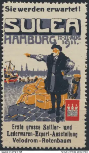 Vignette Reklame Jugendst Künstler Ausstellung Sulea Sattler Lederwaren Hamburg