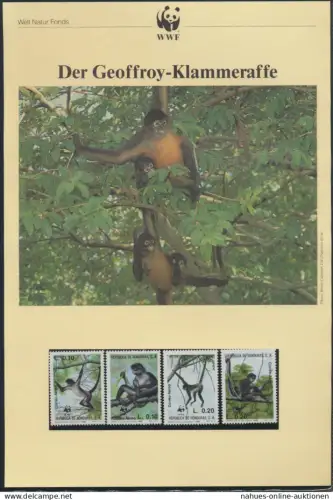 WWF Honduras 1084-1087 Der Geoffrey-Klammeraffe kpl. Kapitel bestehend