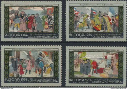 Vignette Reklame Jugendstil Künstler Ausstellung Gartenbau Hamburg Altona 1914