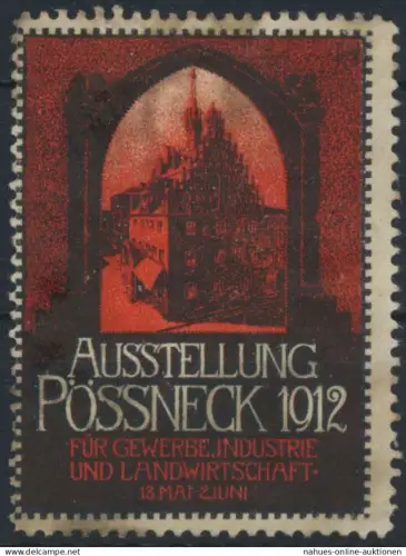 Vignette Reklam Jugendstil Künstler Ausstellung Gewerbe Landwirtschaft Pössneck