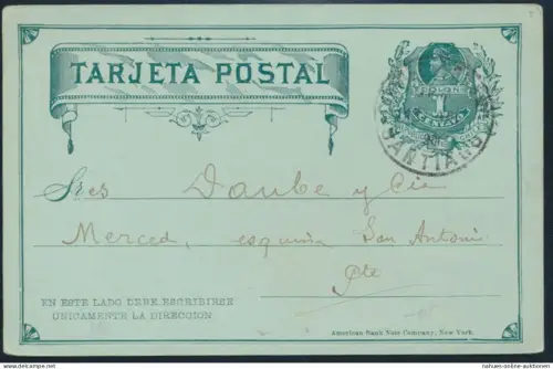 Chile Ganzsache Postkarte P 6 1c grün rs m. privatem Zudruck Europäischer Garten