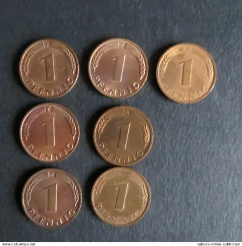 Münzsammlung Deutschland 1 Pfennig 1970-71 s-ss 7 Stück