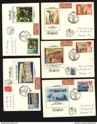 UDSSR Sowjetunion 5 Stück R- Brief Motiv Post Postgeschichte Postautomation