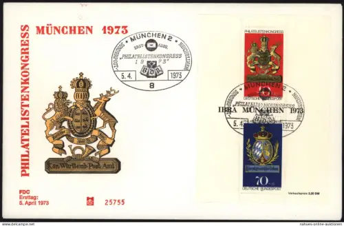 Bund Brief sehr dekorativer FDC Block 9 IBRA Philatelie Wappen Württemberg 1973
