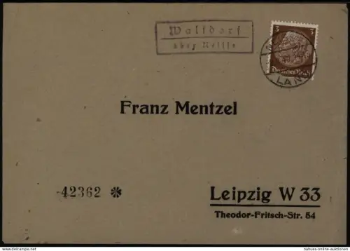 Dt. Reich Brief Landpoststempel Waltdorf Prusinowice über Neisse Nysa Schlesien