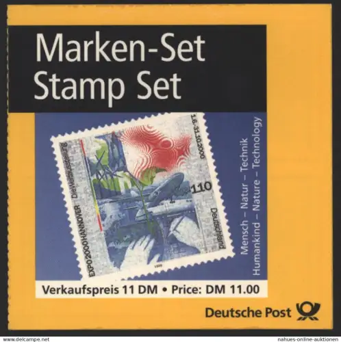 Bund Markenheftchen MH 40 Weltausstellung EXPO 2000 EEST FRANKFURT Kat. 65,00