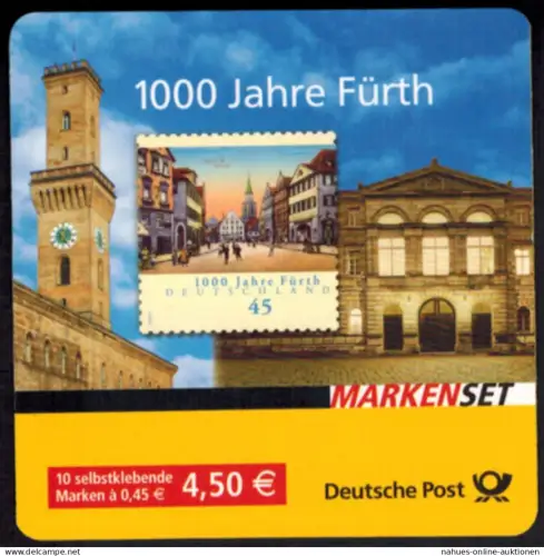 Bundesrepublik Markenheftchen 66 1000 Jahre Fürth 2007 Ersttagsstempel