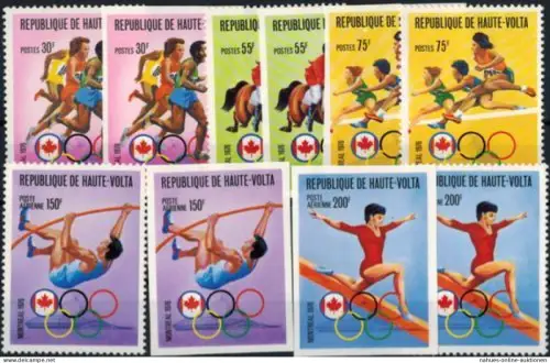 Afrika Obervolta Burkina Faso 617-621 A+B + Block 41 A+B Sport Olympia jeweils