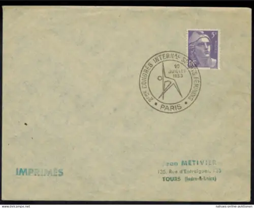 Frankreich Sport Frauen Sonderstempel auf EF 5F von 1953