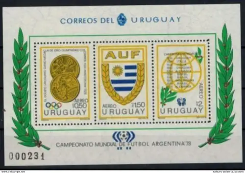 Uruguay Block 39 Fussbal -WM Argentinien Luxus postfrisch MNH Kat.-Wert 50,00