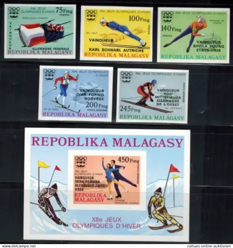Afrika Madagaskar 802-806 Block 13 Olympia Sport Winterspiele Innsbruck