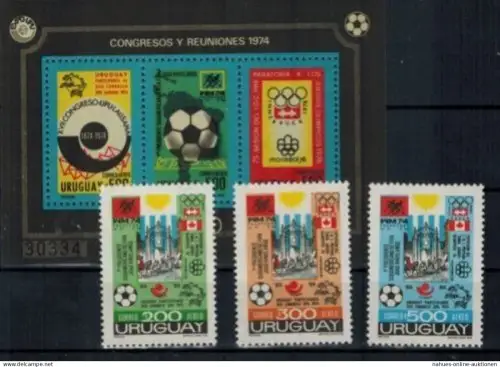Uruguay Flugpost 1313-1315 + Block 21 Ereignisse Kongresse Luxus postfrisch MNH
