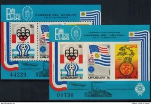 Philatelie Uruguay Block 28 A + B Briefmarkenausstellungen EXFILMO u. ESPAMER