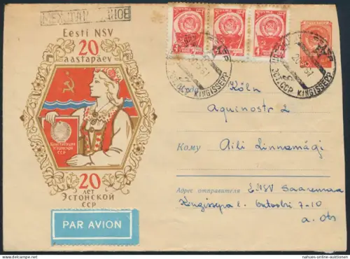 Sowjetunion Luftp Ganzsache Eindruck 20 Jahre Estnische Sowjetrepublik ZUF 2437x